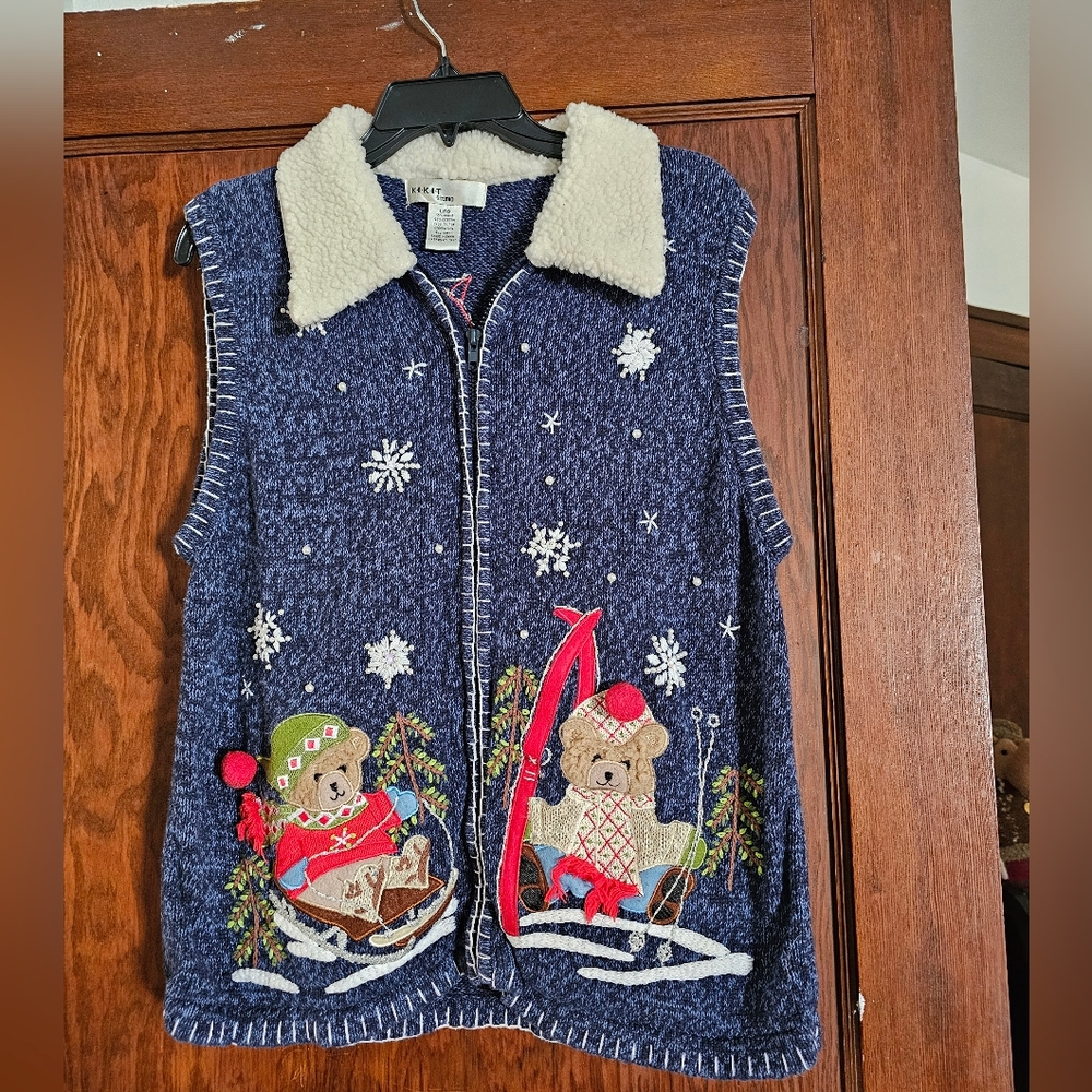 Winter Knit Vest With Sherpa Collar